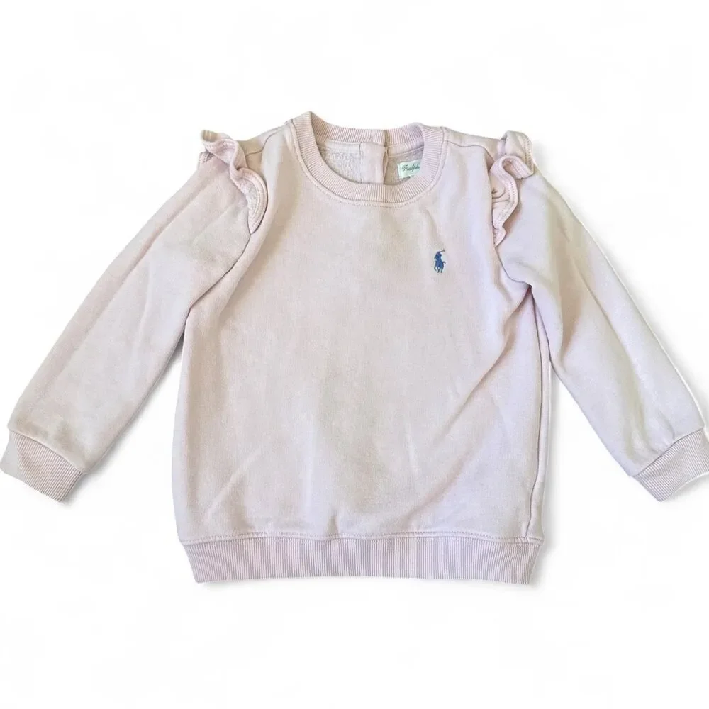 Ralph Lauren Light Pink Ruffle Sweatshirt | 24M | Toddler Girl